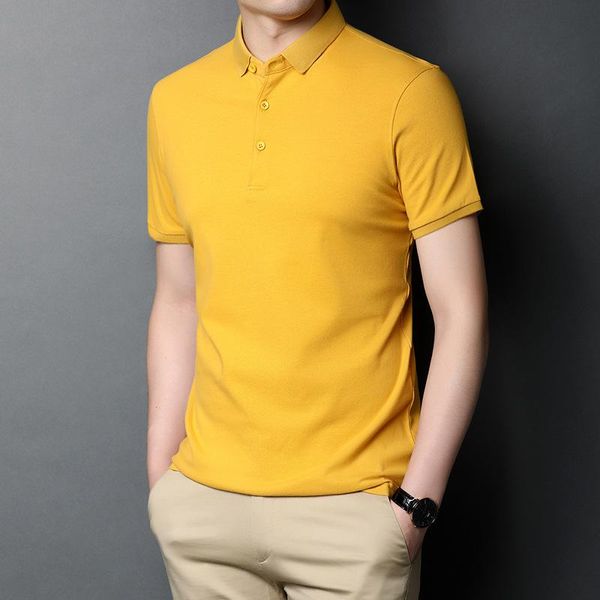 

men's polos 2021 high end summer shirt short sleeve slim lapel t-shirt youth business leisure top, White;black