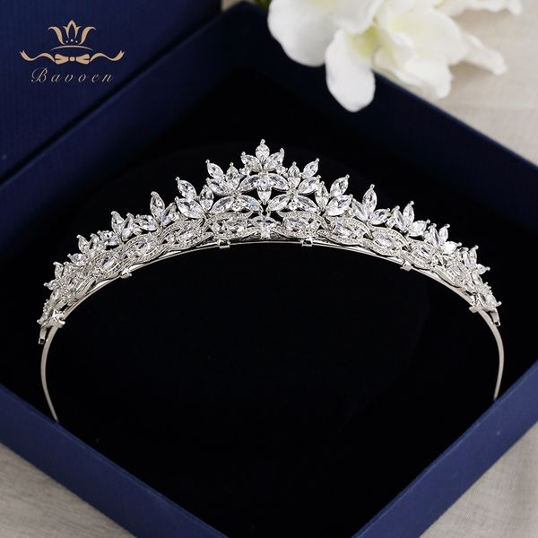 

brides royal sparkling zircon tiaras crown silver hairbands headpieces gifts for bridal wedding hair accessories 210203, White;golden