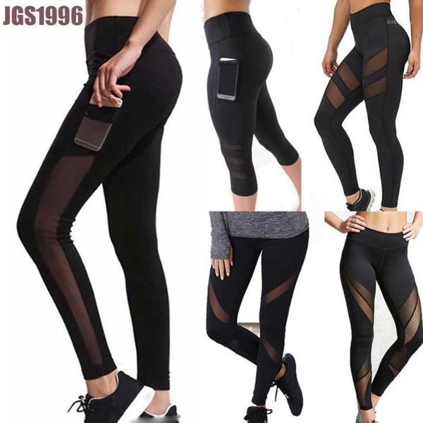 

yoga outfits jgs1996 women leggings gothic insert mesh design trousers pants big size black capris sportswear fitness1, White;red