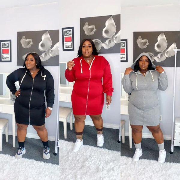 

casual dresses autumn winter women's dress long sleeve hooded sweatshirts activewear hoodies slim sport party robes vestidos, Black;gray