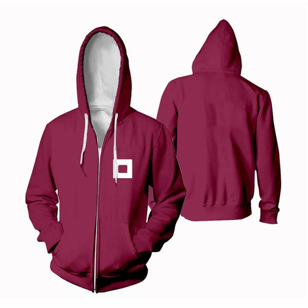 

women's hoodies & sweatshirts squid hooded survival game 123 muman member number 456 zipper coat for girl boy 067 111 212 218 240, Black