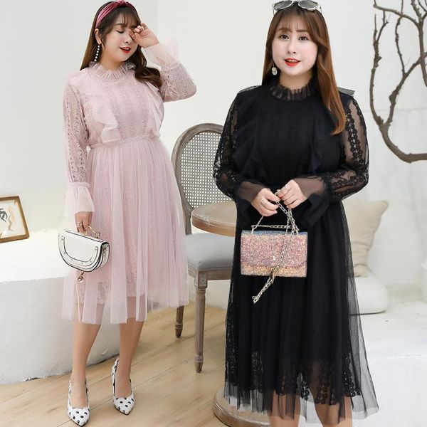 

casual dresses loose summer solid ruffle fashion black flare sleeves gothic dress lace chiffon elegant pink spring party, Black;gray