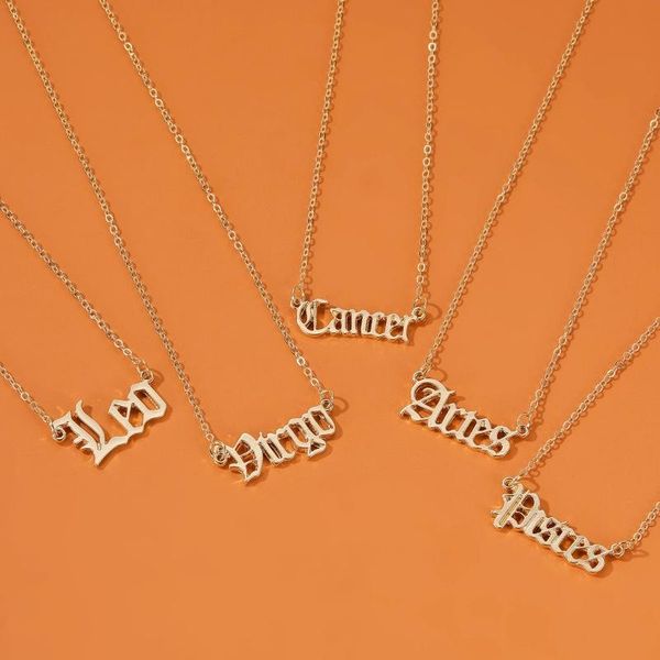 

pendant necklaces 12 constellation metal necklace women fashion gold color chain friendship long stars zodiac jewelry friend gift, Silver