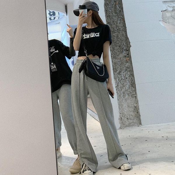 

maternity bottoms pregnant woman's abdomen leisure loose trousers wide-legged pants leg open fork design model of ultra thin, White