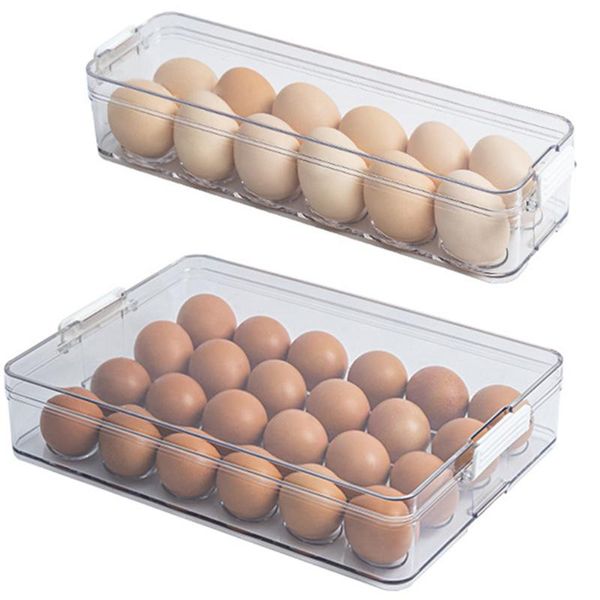 

household egg storage box refrigerator plastic transparent dumpling 24 holes with lid kitchen supplies bottles & jars
