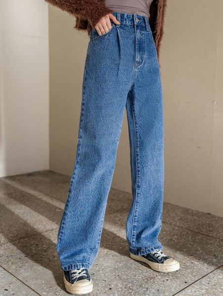 

dazy high waist straight leg jeans i519#, Blue