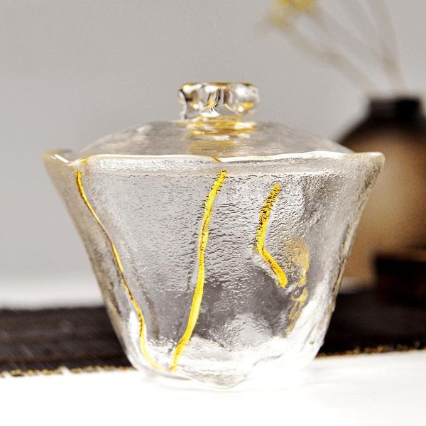 

wine glasses transparent painted gold glass cover bowl coffee tea set chinese cup small cups flower cute