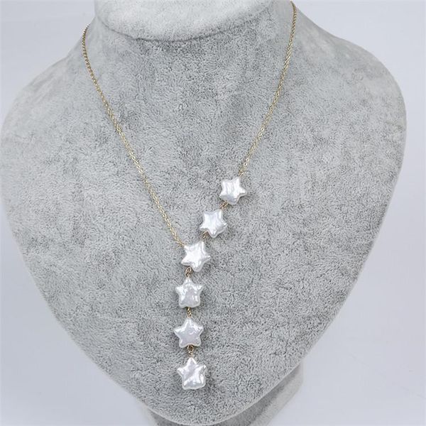 

chains design gold silver chainjewelry real fresh water pearl star shape pendant necklace