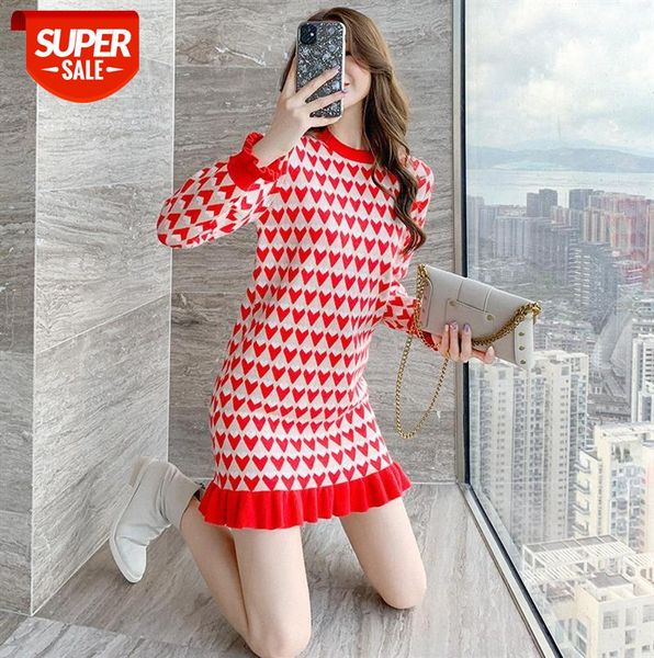 

small love short skirt sweet temperament contrast color ruffled knitted dress women #7w96, Black;gray