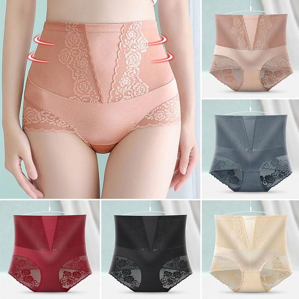 

women's panties high waist briefs female underwear lace body shapers seamless lingerie xl-3x, Black;pink