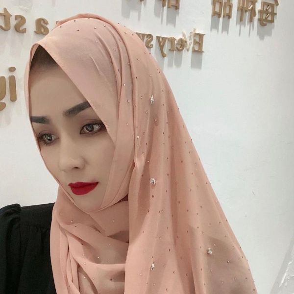 

scarves chiffon drilling long scarf cap turban femme musulman ready to wear hijab female headscarf bonnet muslim inner hijabs, Blue;gray