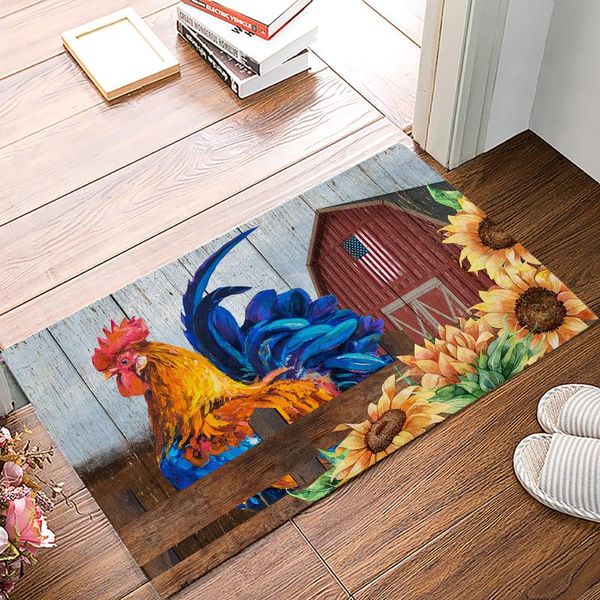 

carpets rooster sunflower farm idyllic anti-slip doormat bedroom kitchen mat bathroom rug home for entrance door