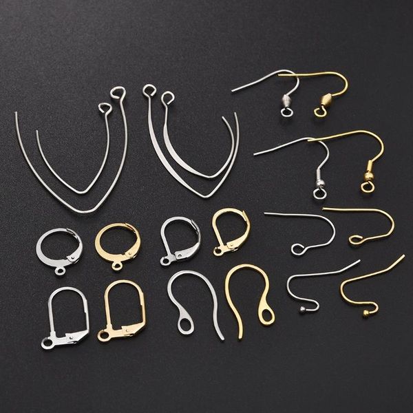 

earrings & necklace 50pcs tone findings french earring hooks stainless steel gold 20pcs wire settings for diy jewelry making accessories, Silver