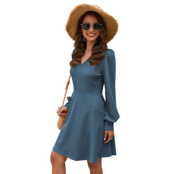 

casual dresses women dress v neck long sleeve tunic swing ladies daily office spring autumn short mt4218, Black;gray