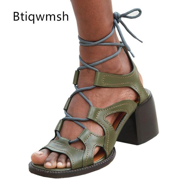 

retro bandage gladiator sandals women open toe cross strap square high heels shoes woman fashion summer, Black