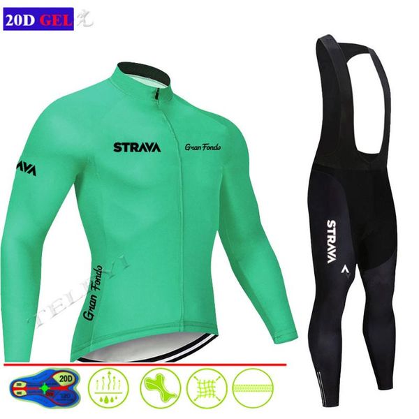 

racing sets 2021 pro cycling jersey set strava long sleeve mountain bike clothes wear men bicycle clothing ropa, Black;blue