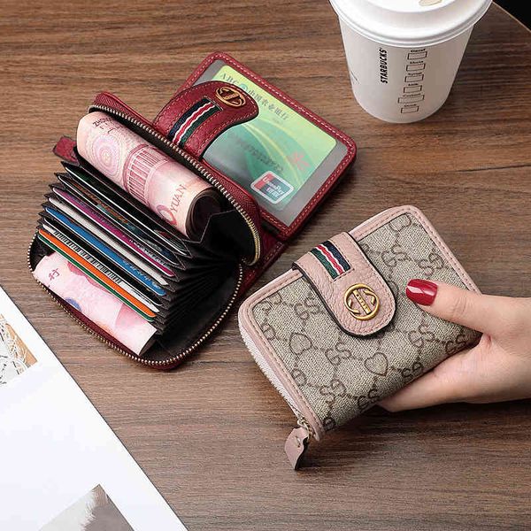 

sole by designer new organ card bag driver's license wallet integrated women's multi mini wallet zipper purse, Brown;gray