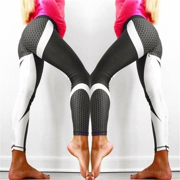 

women's leggings fitness women 3d print skinny workout gym legging sports running training cropped woman pants leginsy damskie, Black