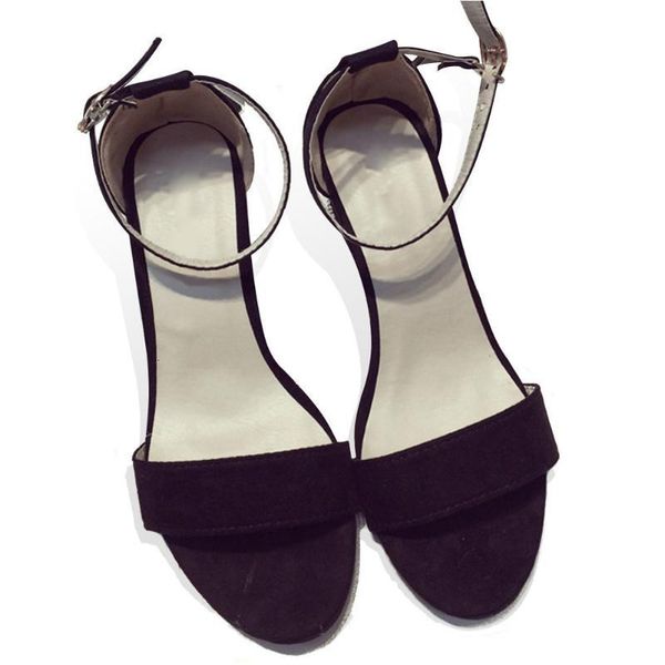

sandals summer women's pu thick heel open toe women's ankle strap lwqa, Black