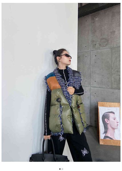 

msxu feminine fashion chic streetwear thicken jacket parkas vest, Black;brown