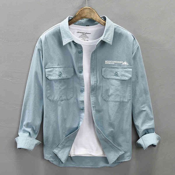 

shirts spring autumn newly fashion men shirts multi pockets overalls printed designer casual long sleeve cotton camisas, White;black