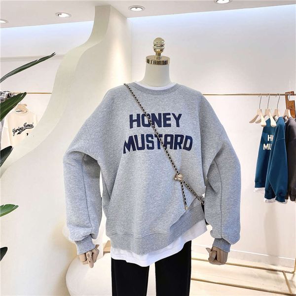 

women's hoodies & sweatshirts hoodie weiyi plush thickened 2021 autumn and winter korean ins fashion stitching fake two loose large siz, Black
