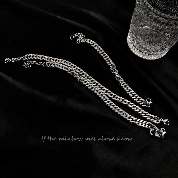 

link, chain hip hop men's bracelets on hand cuban link 2021harajuku stainless steel couple bracelet for women punk jewelry, Black