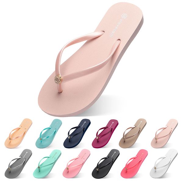 

seven slippers beach shoes flip flops womens green yellow orange navy bule white pink brown summer sport sneaker size 35-38, Black