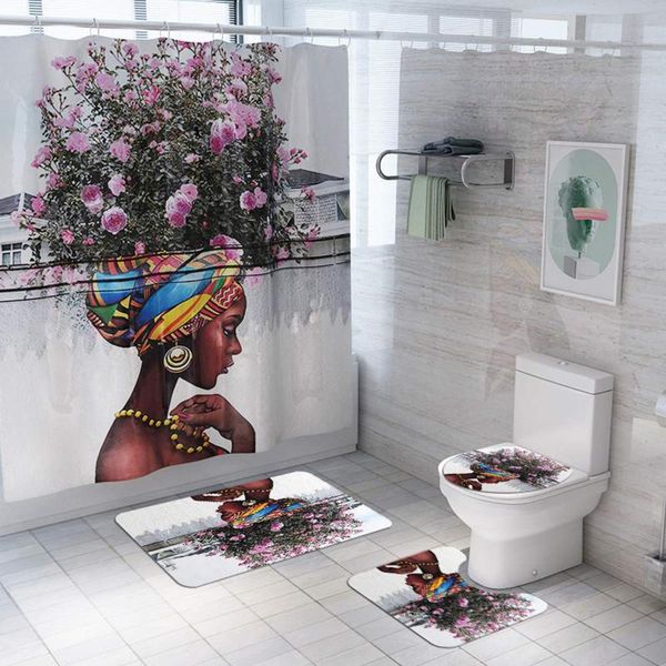 

shower curtains bathroom waterproof curtain non-slip mats bath carpets toilet seat cover floor mat decor