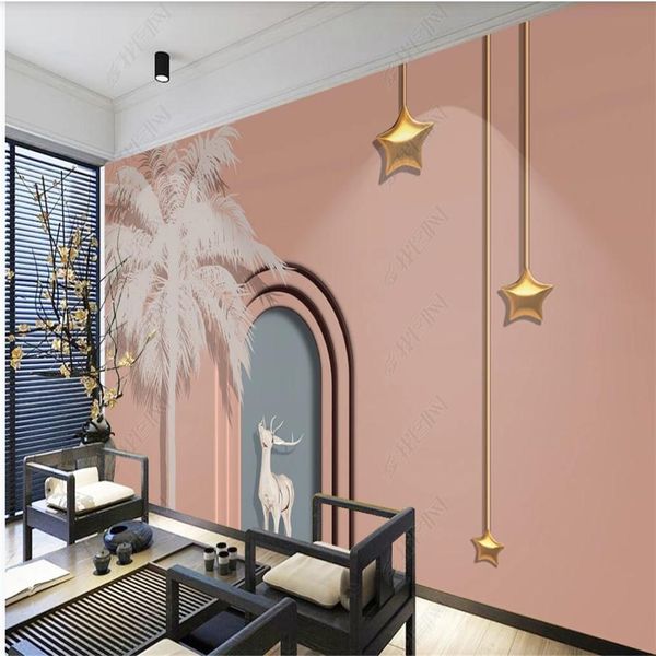 

custom wallpaper painting ps creative three-dimensional space building geometric wallpaper arch background wall