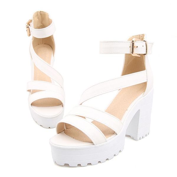 

summer sandals women 2021 platform female thick heel high heels peep toe shoes sandalias plataforma, Black