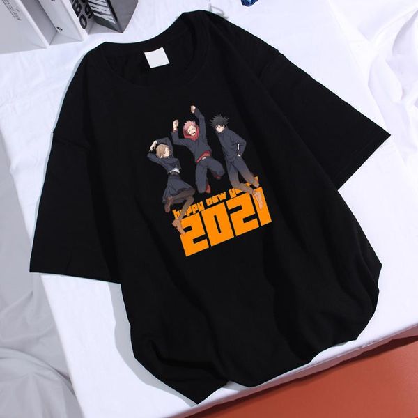 

men's t-shirts jujutsu kaisen graphic kawaii summer men cartoon itadori yuji t shirt harajuku japanese anime t-shirt, White;black