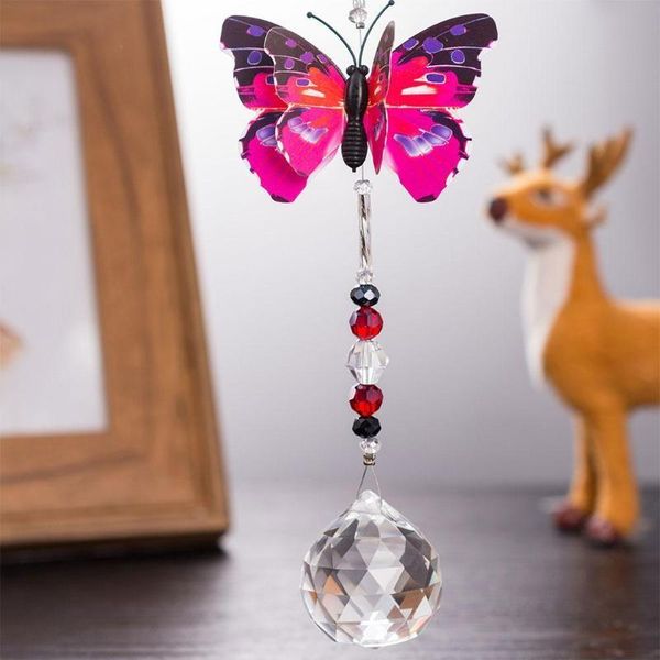 

decorative objects & figurines crystal suncatcher pendant butterfly rainbow maker hanging chimes car garden rearview decoration mirror gift