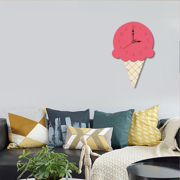 

wall clocks home cartoon creative clock living room acrylic ice cream children