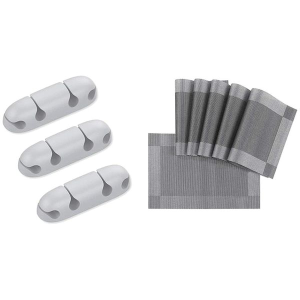 

mats & pads 3pack cable holder deskclamp with 6pack placemats