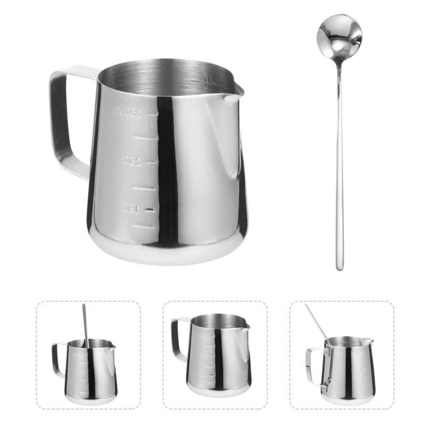 

mugs 1 set of candle making pot mocha cup coffee with stirring spoon (silver)