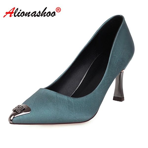 

dress shoes wome stiletto heels metal pointed toe pu leather sweet party womens beige blue mary janes decoration big size 34-40, Black