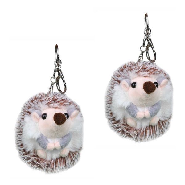 

2pcs hedgehog keychains gift plush holder pendant rings craft ornaments