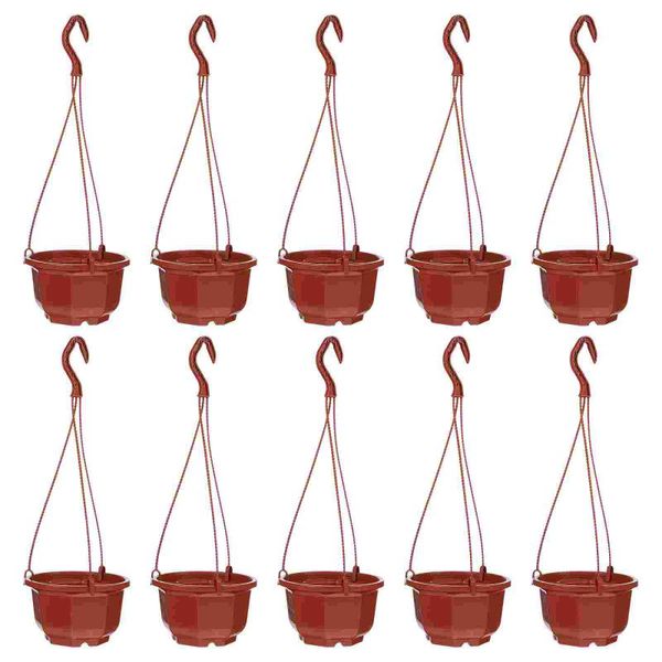 

planters & pots 10sets hanging plant holders durable flowerpots brown