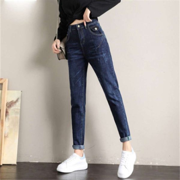 

high waist women's loose black casual radish pants plush, Blue