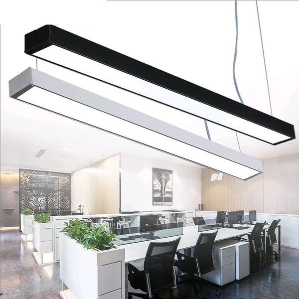 

pendant lamps office chandeliers led strip lights building creative aluminum rectangular hanging line fixture