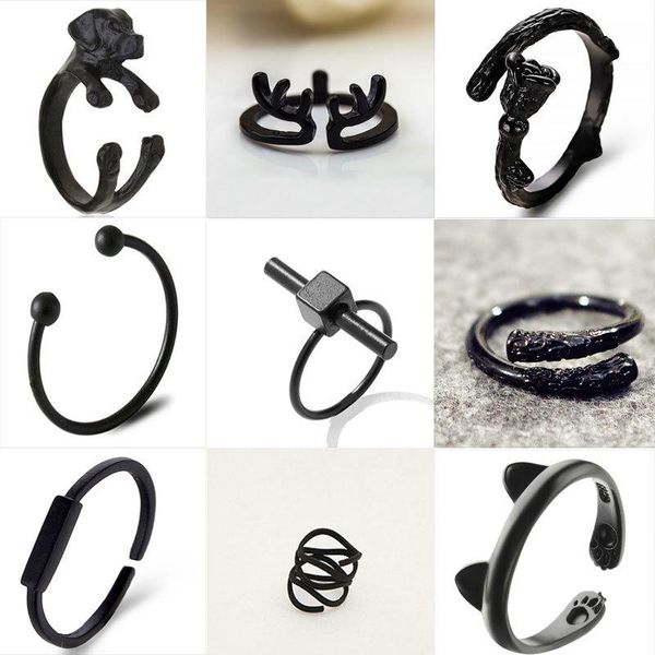 

cluster rings snake black color metal punk open adjustable design animal exaggerated finger ring for women men party jewelry gift, Golden;silver
