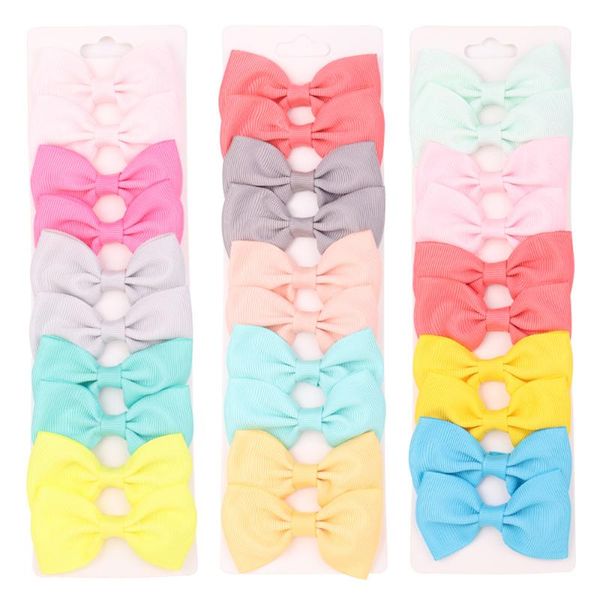 

10pcs/set grosgrain ribbon bowknot hair clips for cute girls colorful 2021 hairpins barrettes headwear kids accessories, Slivery;white