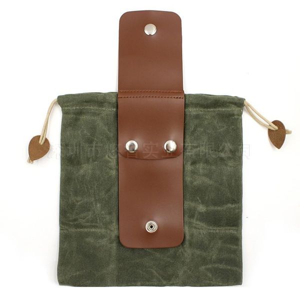 

waist bags pu leather sports climbing splicing oil wax canvas fruit picking bag outdoor survival storage