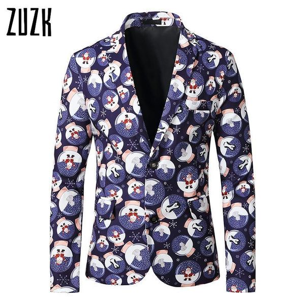 

men's suits & blazers casual christmas suit fashion cartoons printed v-neck buttons blazer coat men us size xs-2xl, White;black
