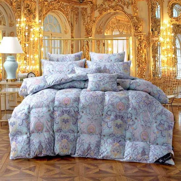 

twin queen king size blue color 100%cotton goose duck down comforter set quilt duvet cover filler thick warm soft blanket