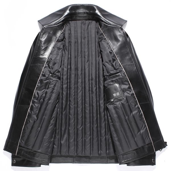 

yolanfairy geniune jacket for men sheepskin leather down jackets winter plus size campera hombre invierno j11080 mf133, Black