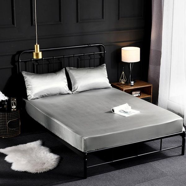 

bedding sets elastic fitted sheet bed linen silky satin silk home mattress cover full twin  king size no pillowcase
