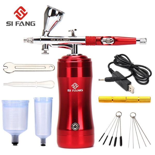 

professional spray guns airbrush kit for nail art face paint cake coloring pen gun with rechargeable compressor ink cup sprayer tool