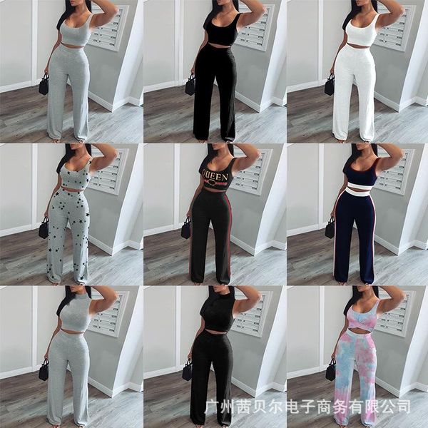 

women's tracksuits 2021 vest + trousers casual sports basic suit, Gray